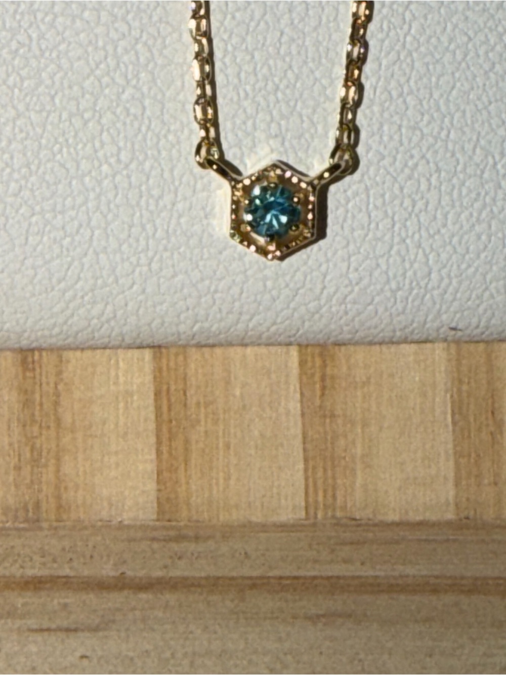 Delicate Gold Necklace with Teal Blue Stone